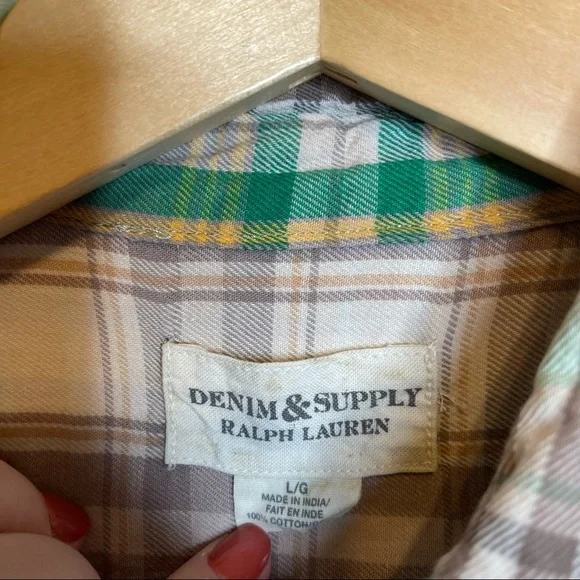 Denim & Supply Ralph Lauren Plaid Cotton Button Up Shirt Size Large Womens - Picture 6 of 7
